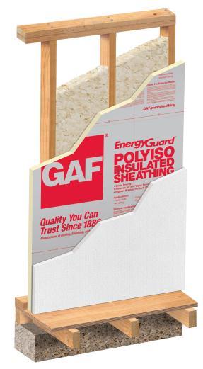From: Technical Services March 10, 2014 GAF EnergyGuard Polyiso Wall Sheathing GAF s EnergyGuard Polyiso Wall Sheathing is intended to be installed on residential construction only.