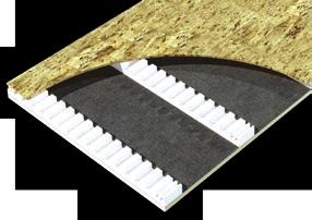 CrossVent Closed-cell polyiso insulation board with 1.0", 1.5" or 2.0" vent spacer strips separating 7/16" APA/TECO rated OSB from the polyiso foam insulation.