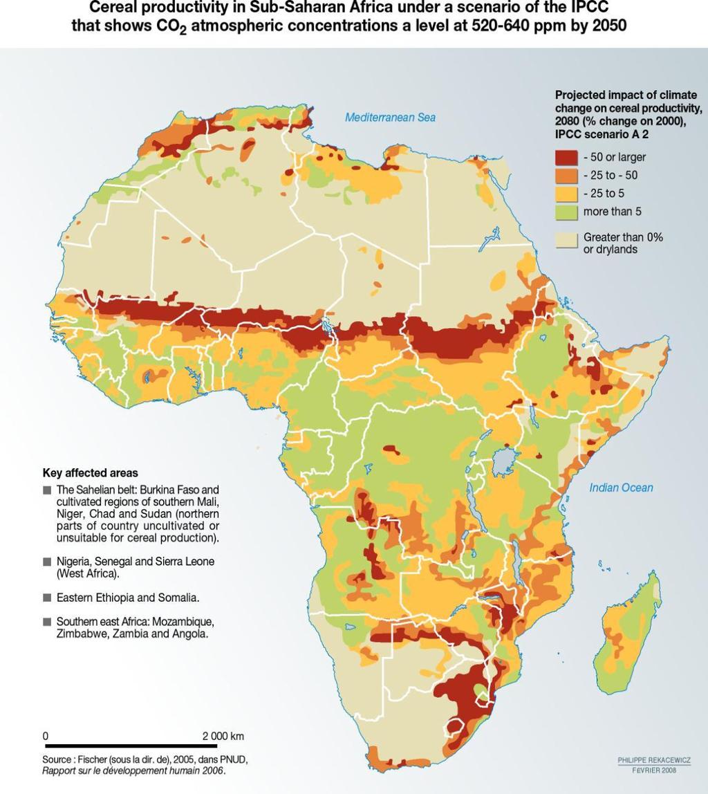 Figure 1: Climate change will impact cereal productivity negatively in Mozambique An economic analysis of climate change reveals that climate change may: cause the GDP to fall between 4 and 14%, with