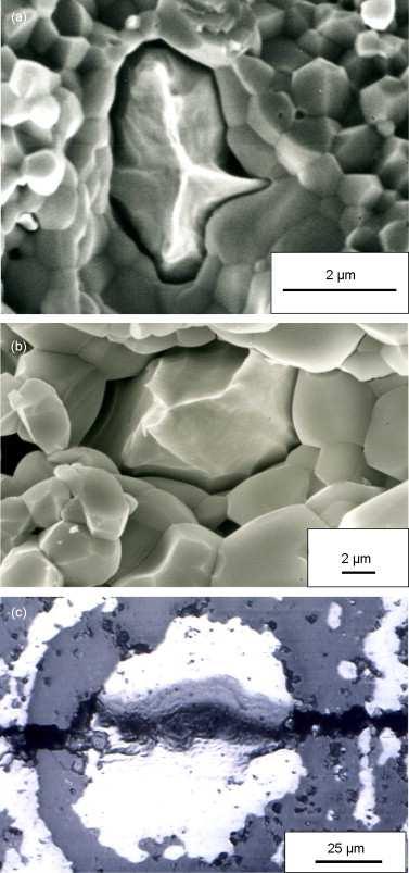 EXAMPLES OF METALLIC PARTICLES IN ALUMINA MATRICES (a) scanning electron micrograph showing the necking of a nickel particle (courtesy of XudongSun), (b) scanning electron micrograph showing the