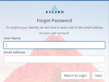Password option at the ASCEND User Login Screen,