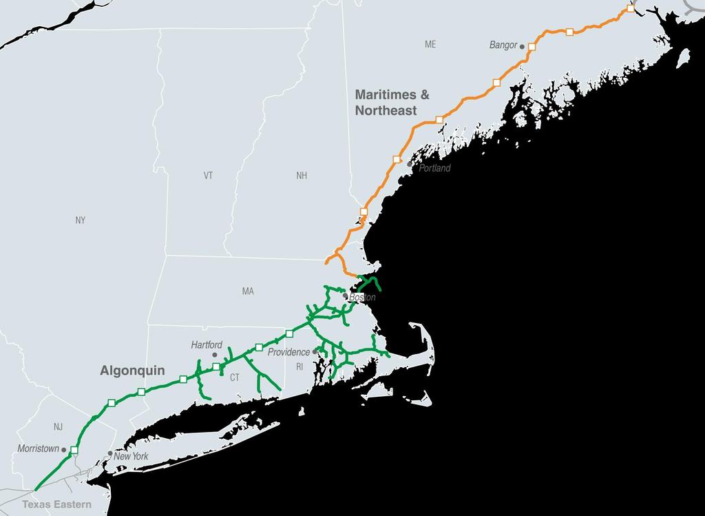Spectra Energy s Facilities in New England Maritimes & Northeast US Approximately 350 miles of pipeline Transports up to.