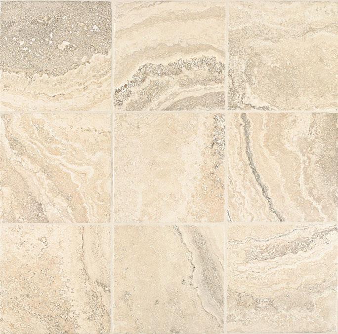 30 CORTONA GLAZED PORCELAIN with REVEAL IMAGING FIELD TILE Channel the Beauty of Travertine with Durable Porcelain Tile HIGH-END & CLASSIC APPEAL