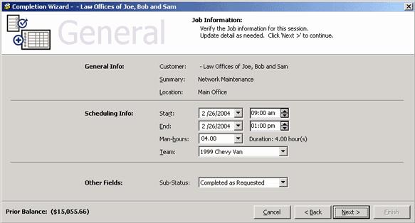 Office Duties The General page of the Completion Wizard enables you to verify the job s general information. The information defaulted into these fields will be pulled from the job's General tab.
