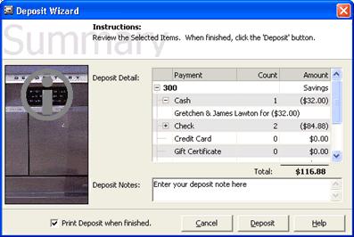 Office Duties 6. If necessary, select a new account from the Amount drop-down list on the top line of the Deposit Detail list box. For example, in the screenshot above, the default account is Savings.