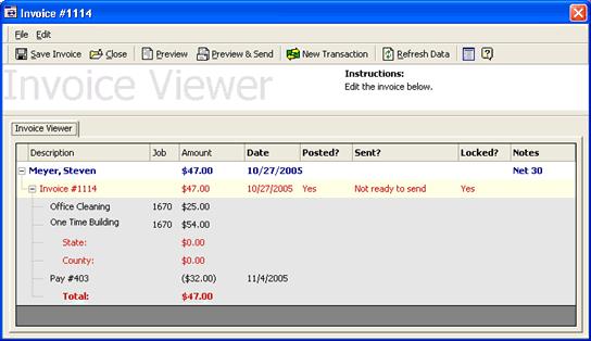 Customers Click Preview or Preview & Send to see a preview of the invoice in a Report Preview dialog box. Upon closure of this window, the Mark as Sent? dialog box appears.