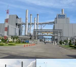 Hybrid cogeneration in industrial estate in Thailand 514 MW cogeneration Gas turbines 6 x 35 MW Steam turbines 2 x 152 MW Circulating Fluidised Bed Boilers 2 x Heat Recovery Units 4 x Fuels Natural