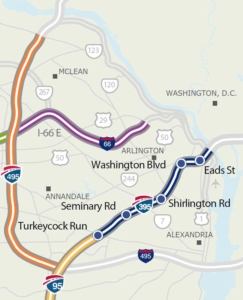 PROJECT LIMITS Approximately 8 miles between Turkeycock Run (end of current 95 Express Lanes) and 14th Street Bridge Portions in Arlington County, City of