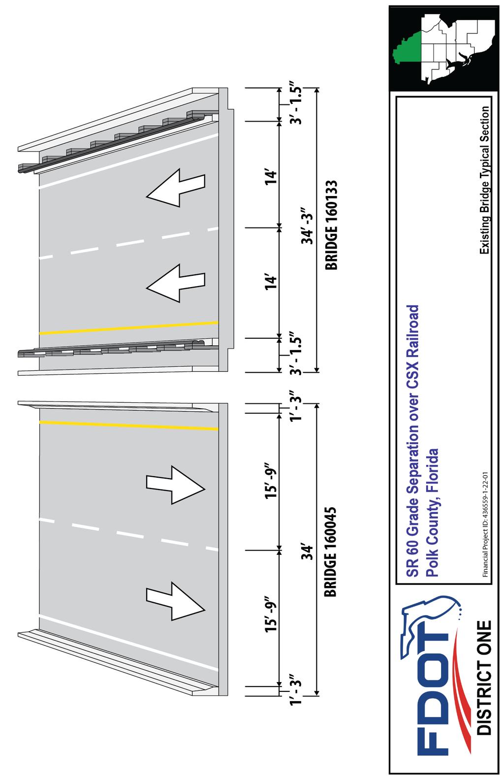 Figure 3: Existing Roadway Typical Section for the WB and EB bridges
