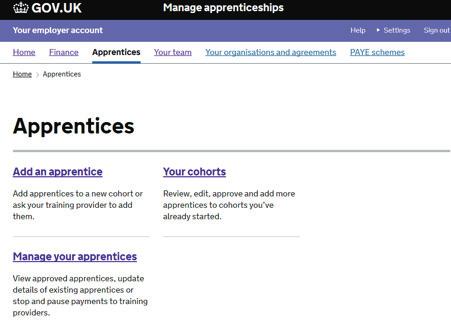 09 APPRENTICES The Apprentices section is where you can add details of your Apprenticeships and confirm funding arrangements.