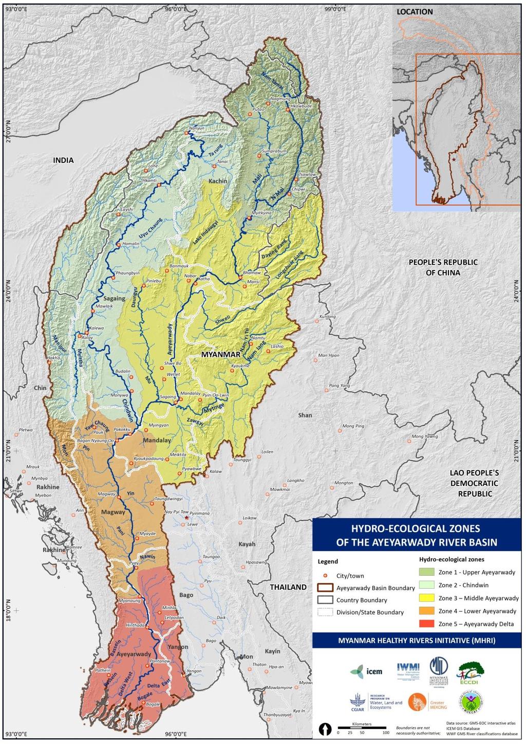 Hydro-ecological zones The Ayeyarwady-Chindwin basin can be classified into five hydroecological zones according to common