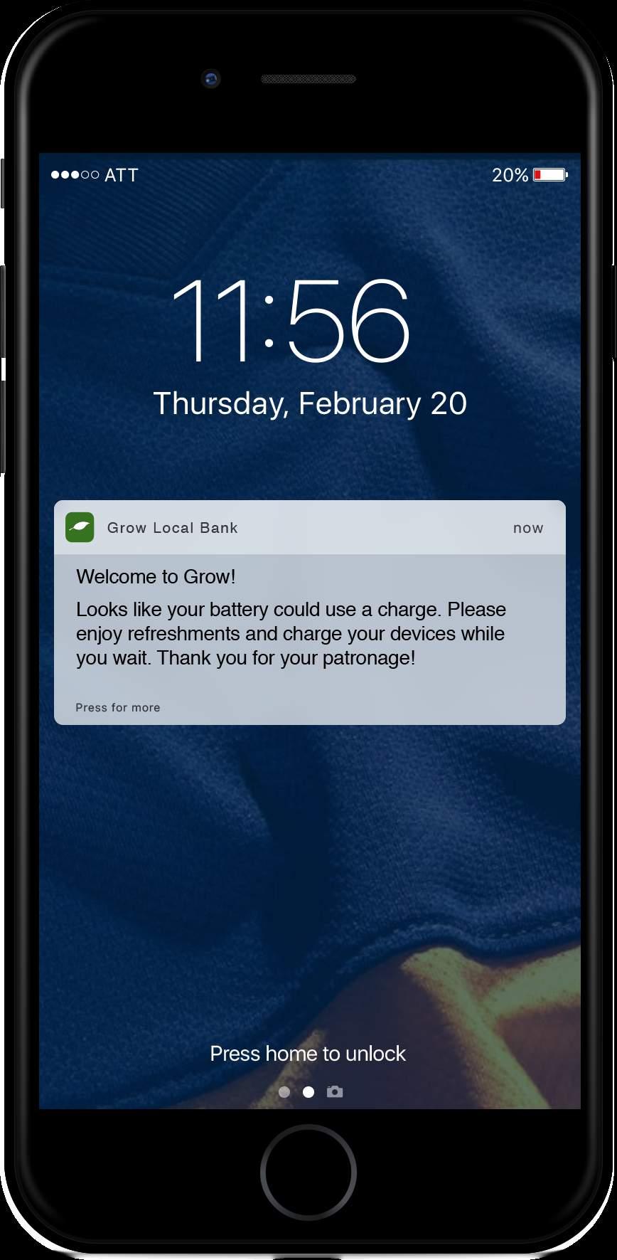 Better still trigger a notification when their battery is running low to encourage them to top up on one of the many wireless charging hotspots
