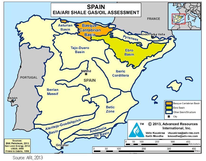 Spain The Jurassic-age (Liassic) marine shale in the Basque-Cantabrian Basin