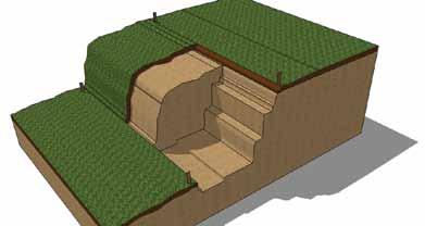 Leveling Pad Trench Back of Wall Excavation Depth Excavation Cut Line Back of wall excavation depth into the bank at the base of the wall should be from the face of wall to the designed length of