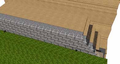backfill materials to maintain the tension during backfilling; Do not drive equipment directly on top of geogrid.