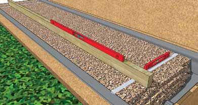 Gravity Wall Step 7 Level Screed Pipes Place first 3 long Screed Pipe across the trench at one end of the wall or at the lowest elevation; Scratch a trench for the pipe in the compacted gravel with a