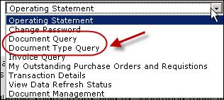 How to Query for a Document or Document Type Document Query and Document Type Query are under the Desired Options in the FAST Main Menu. Document Query 1.