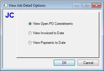 Maintain Base Jobs - View Detail The View Detail dialog is accessed from the View detail button on Maintain Base Jobs. From this dialog you can choose from three options.