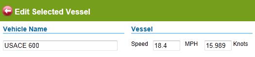 7. Note that vessels can have speed entered as either statute miles per hour (MPH) or nautical miles per hour (Knots).