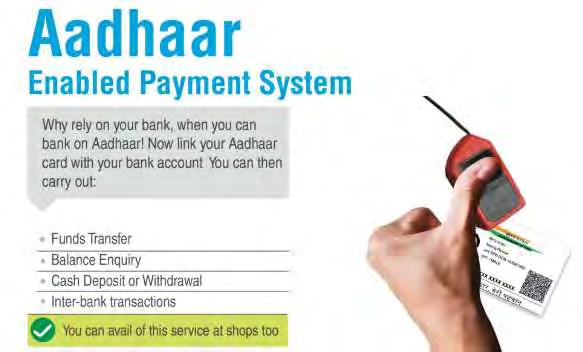 launched following two products based on properties of Aadhaar: Aadhaar Payment Bridge (APB) to enable Aadhaar to