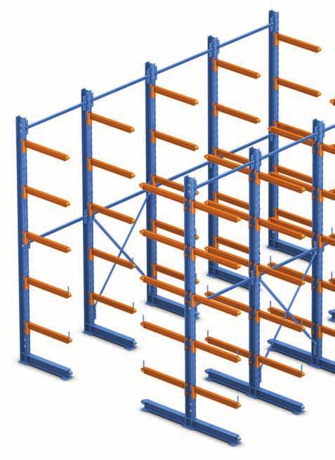 Cantilever Racking Medium Duty Cantilever This system is made of hot-rolled metal beams at heights of 3-4 m. It is designed to support medium loads.