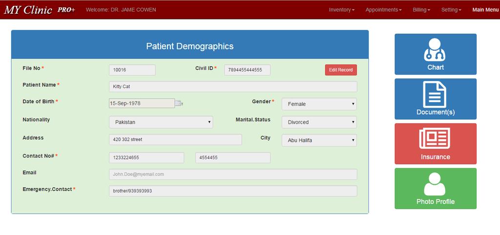 Profile Over 70+ provider selection Plan category selection Plan end date Membership # Patient Registration Clinic File No auto