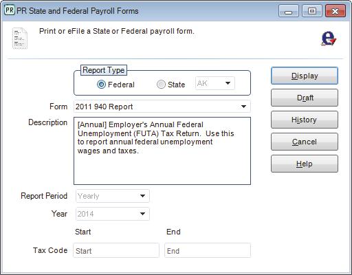 Figure 4: PR State and Federal Payroll Forms For additional information on Aatrix reports, refer to the Aatrix documentation.