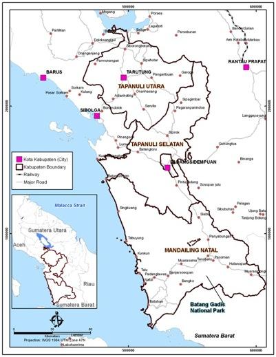 The Sustainable Landscapes Partnership SLP is wrking with three adjacent districts in Nrth Sumatra, encmpassing three Key Bidiversity Areas (KBAs)