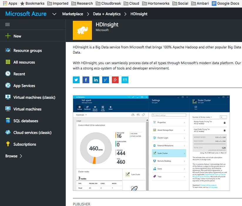 Microsoft Azure HDInsights Powered by Hortonworks Data Platform Seamless Access to the Public Cloud for Spark, Hive, and HBaseand other mission critical workloads Unmatched Economics combining