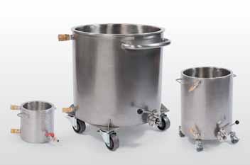 5 x 40 cm 50 s 38 x 45 cm Stainless steel double wall dispersion containers with carrying handles, wheels and drain valve (industrial design) 75 s