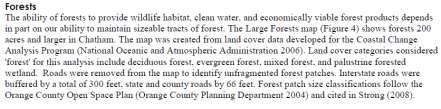 and Watersheds Large Forests (200+ acres) Wetlands