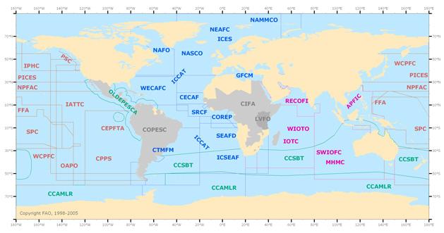 Geographic gaps: fisheries and non-fisheries