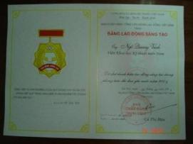2005 ''Technology Creating Medal'' awarded by Labour Union of Vietnam