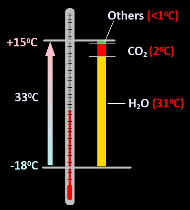 Summary (Continued) Greenhouse Warming (Continued) The relative contributions of both H 2O and CO 2 and other. gases are shown.
