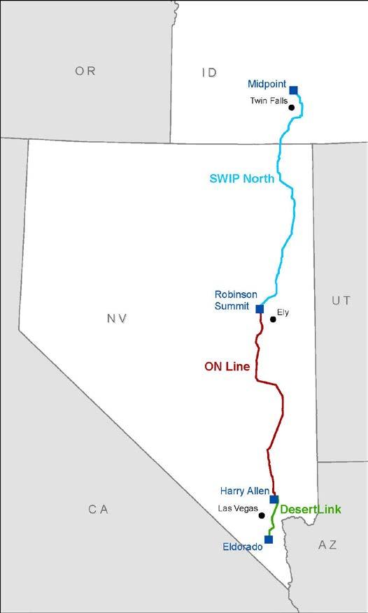 SWIP Capacity & Cost Allocation ON Line (Robinson to Harry Allen, 231 miles) In Service Co-Ownership between NV Energy (25%) and LSP (75%) 100% of the cost borne by NVE: 25% Up Front Capital 75%