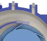 Volute lip chipping Velocity leaving the impeller can be adjusted via under-filing (removal of metal) from the non-working side of the impeller blade
