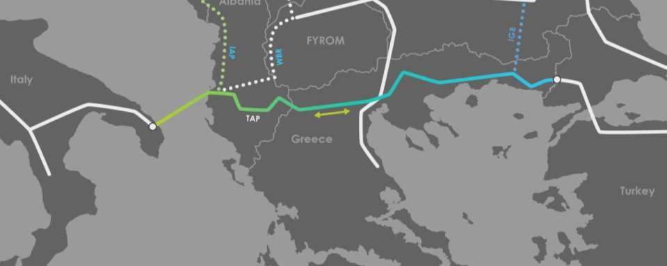 Trans Adriatic Pipeline Designed to expand from 10 to 20 bcm (plus) per year Built-in physical reverse flow Connecting directly to TANAP on the Turkish- Greek border Interconnection with various