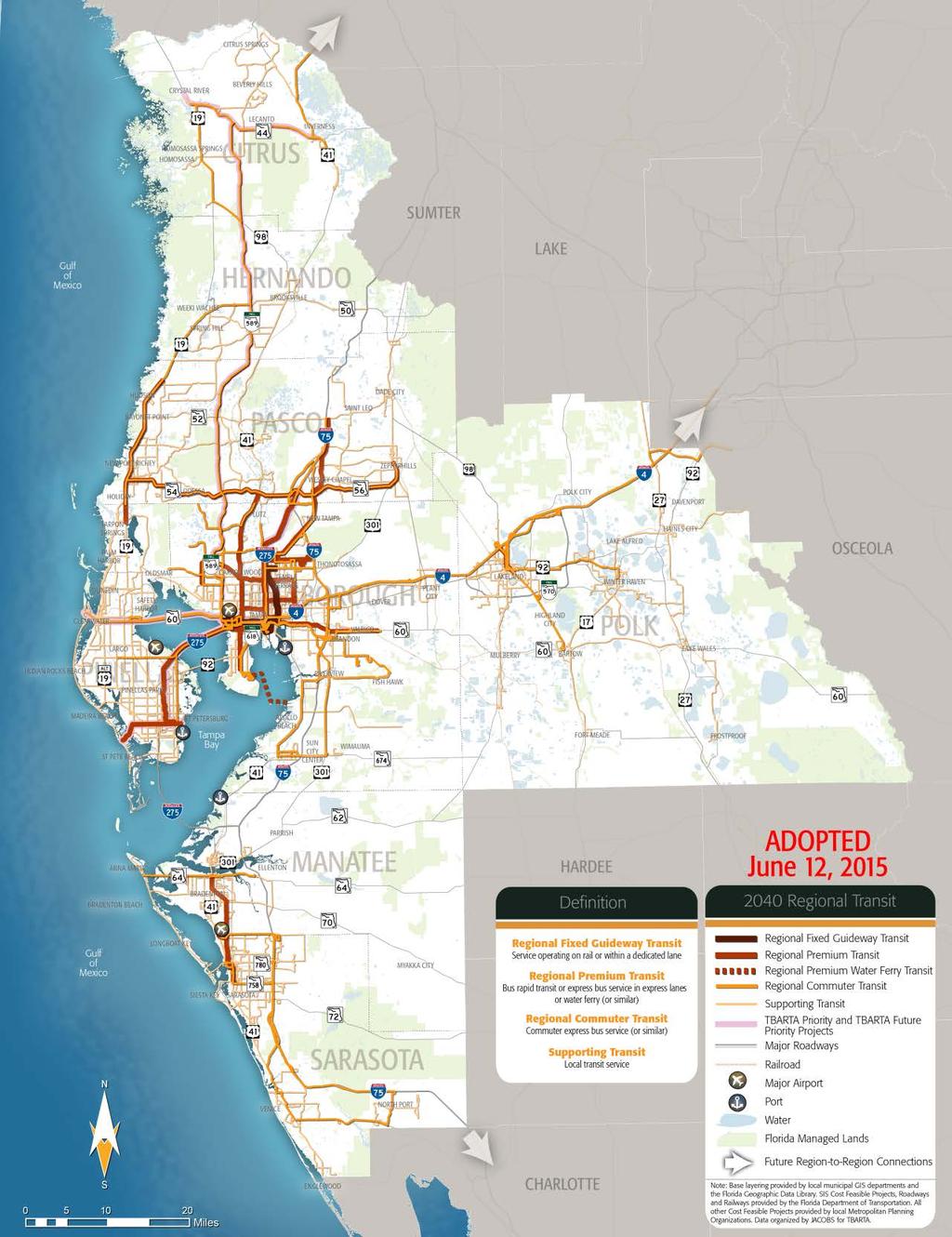 Figure 3-1: 2040 Regional Transit Projects Tampa Bay Area