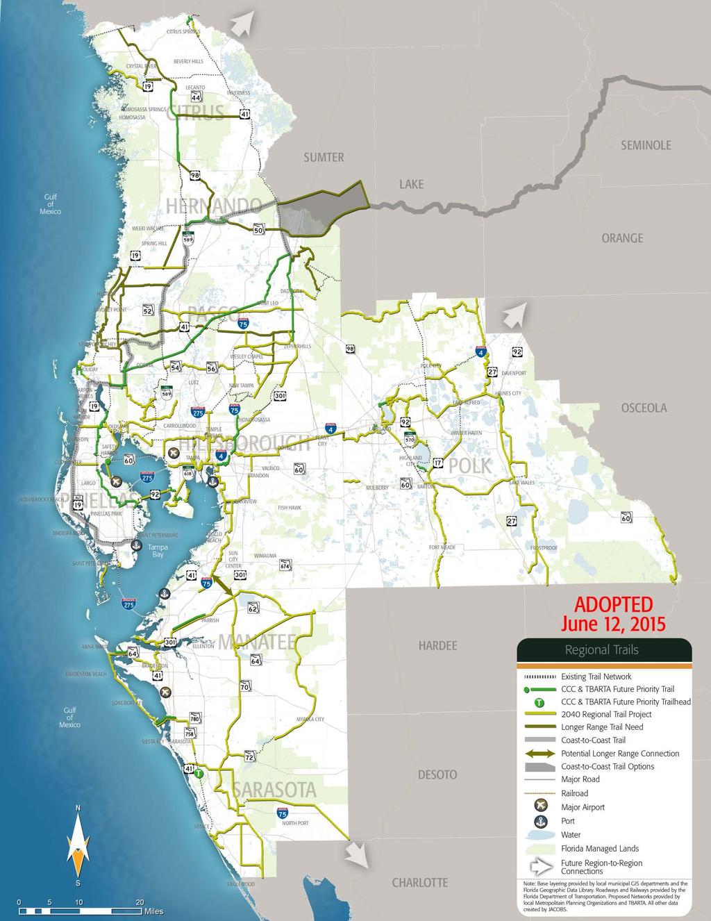 Figure 6-1: 2040 and Longer Range Regional Multi-Use Trail Projects Tampa Bay