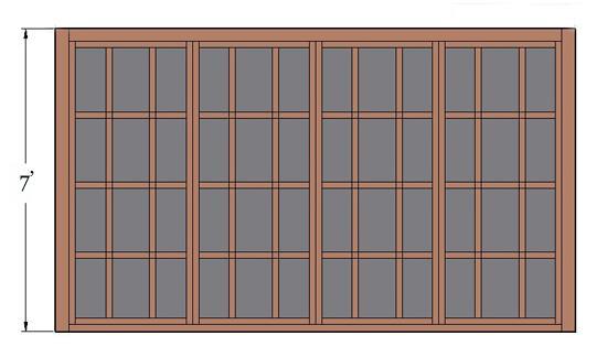 DIMENSIONS & DRAWINGS SPECIFICATIONS: Dimensions Common to All Sizes: Walls are 7 feet tall, and the standard roof overhang is 6 inches (see drawings below). L x W (Ft.) Sq. Ft. Wt. Range (Lbs.) Std.