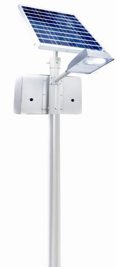 Solar Street Light System 8W /13 W/ 21 W/ 43 W BRP 202/302 System Wattage Lumen Output from fixture 8W / 13 W/ 21 W/ 43 W 730 lm / 900 lm Ingress Protection IP 65 Charge Controller MPPT Charge