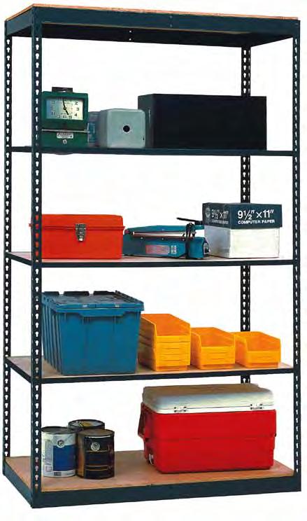 Boltless Shelving - Series 300A Extra Heavy Duty Boltless Shelving Series 300A Features 3/4 Particle Board Decking Industrial grade shelving No nuts, bolts or shelf clips Accessible from all