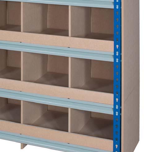 The system uses the metal structure our Z Rivet shelving system and