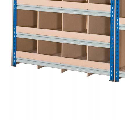 40 Tie Plate Bays c/w 5 shelves, no bin fronts, end or back cladding H x W x D c/w 2 vertical dividers