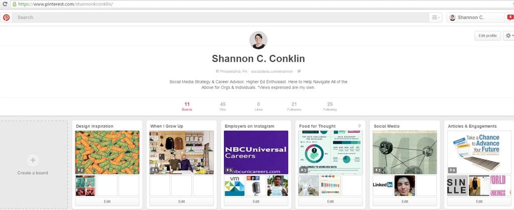 CREATING A STRONG PROFILE CREATING A STRONG PROFILE AND PERSONAL BRAND ON PINTEREST To create a strong profile on Pinterest, remind students to develop or reflect on an existing social media