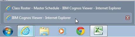 13. In your computer s task bar, mouse over the Internet Explorer icon and click to return to the IBM Cognos Viewer tab. 14.
