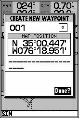 Press the T key. 2. To return to the map page, press T again. The cursor can also be used to create new waypoints right from the map display. To create a new waypoint using the cursor: 1.