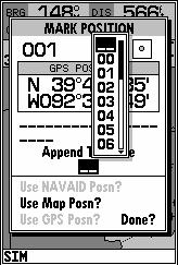 map display. On Map allows you to define a new waypoint position from the map display using the cursor.