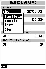 9 SETUP MENUS Timers & Alarms The timer & alarms submenu is used to control various alarm/timer settings.