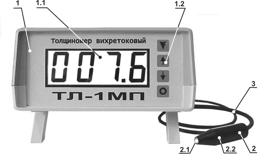 Fig. 4. Galvanic coating thickness gage TL-1MP The device consists of an electronic unit 1, a plane eddy-current probe 2 for highly local inspection, being connected by a cable.